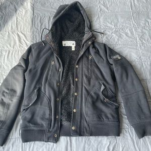 Diesel Mens Black Hooded Bomber Jacker / Sweatshirt